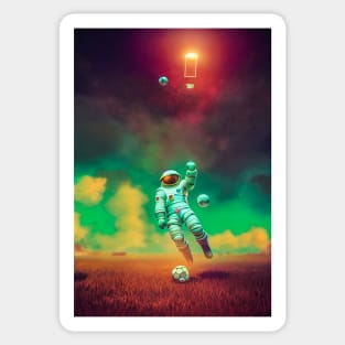 Astronaut play soccer football In space Sticker